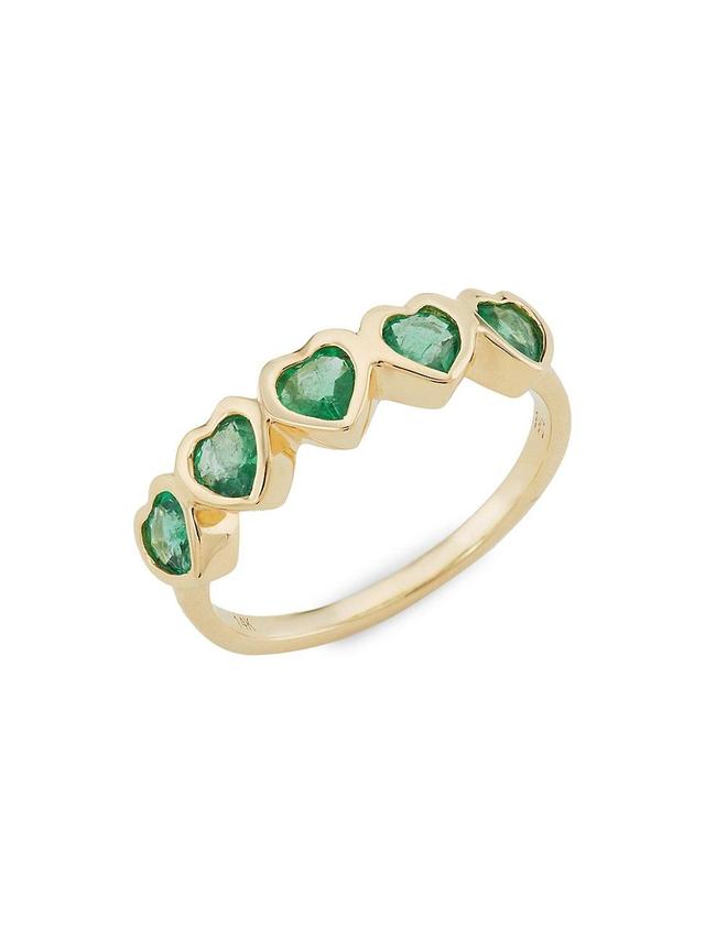 Womens 14K Yellow Gold & Emerald Heart Ring Product Image