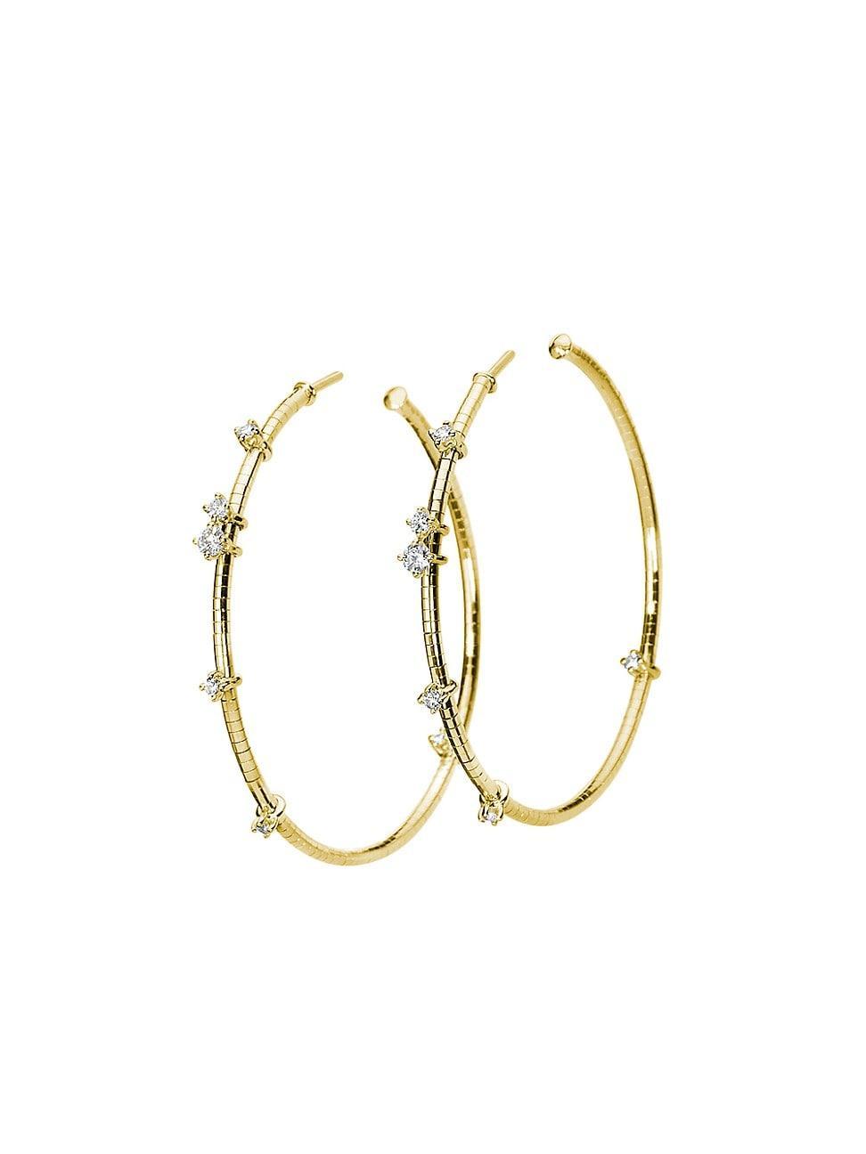 Womens Rugiada Diamanti 18K Yellow Gold, Titanium, & Diamond Hoop Earrings/1.5 Product Image