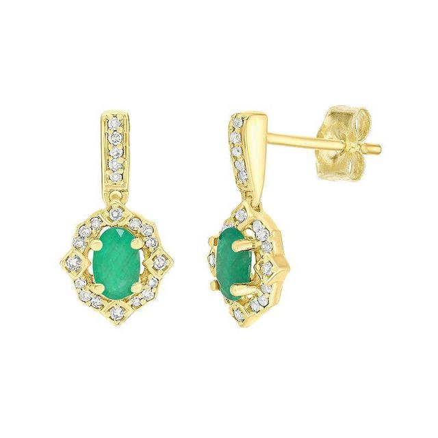 Gemminded 10k Gold 1/8 Carat T.W. Diamond & Emerald Earrings, Womens Product Image