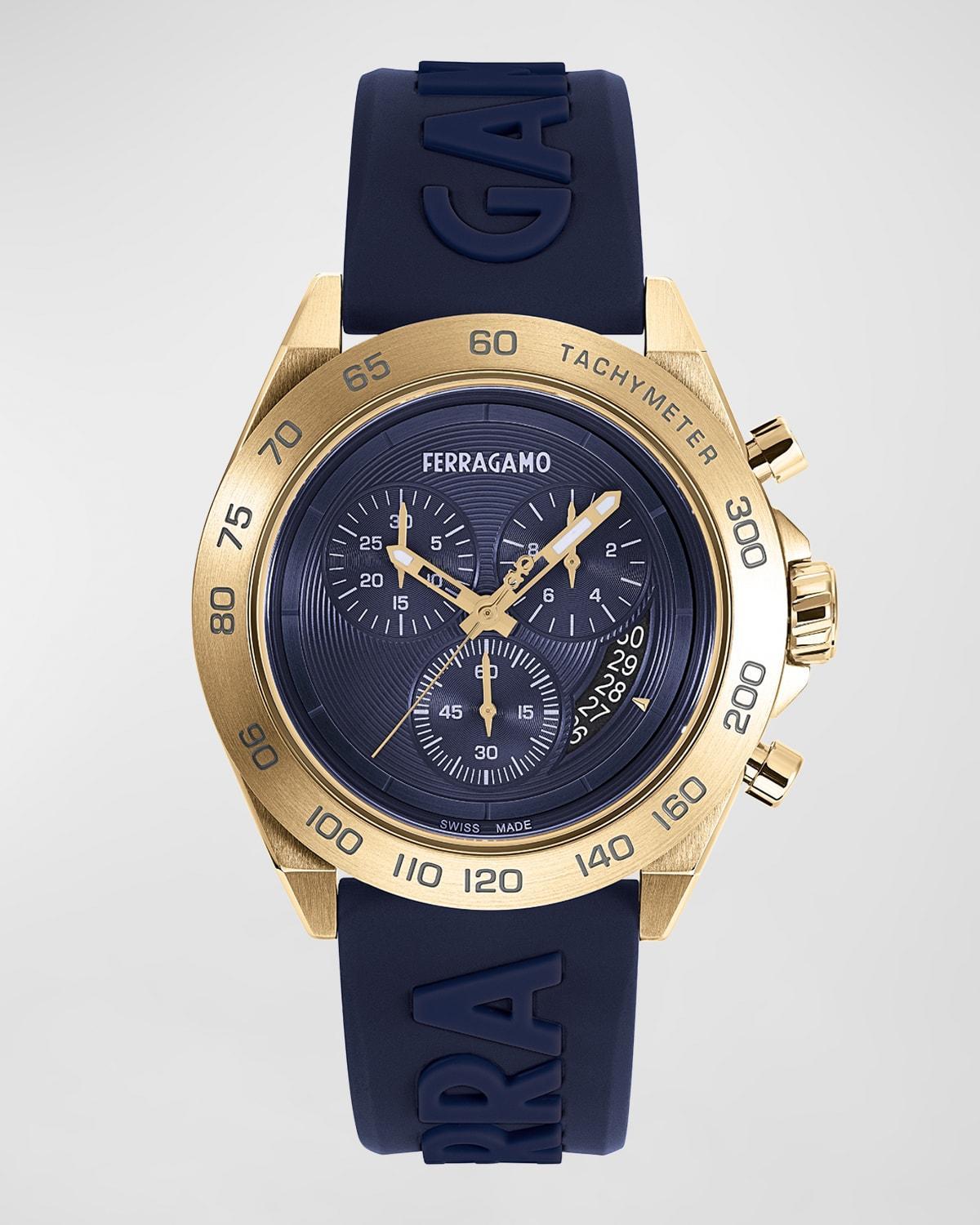 FERRAGAMO Chronograph Silicone Strap Watch, 43mm Product Image