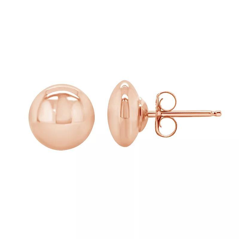 14K Rose Gold 6mm High Polish Button Ball Earrings, Womens, Yellow Product Image