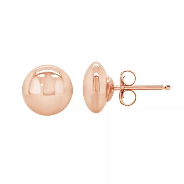 14K Rose Gold 6mm High Polish Button Ball Earrings, Womens, Yellow Product Image