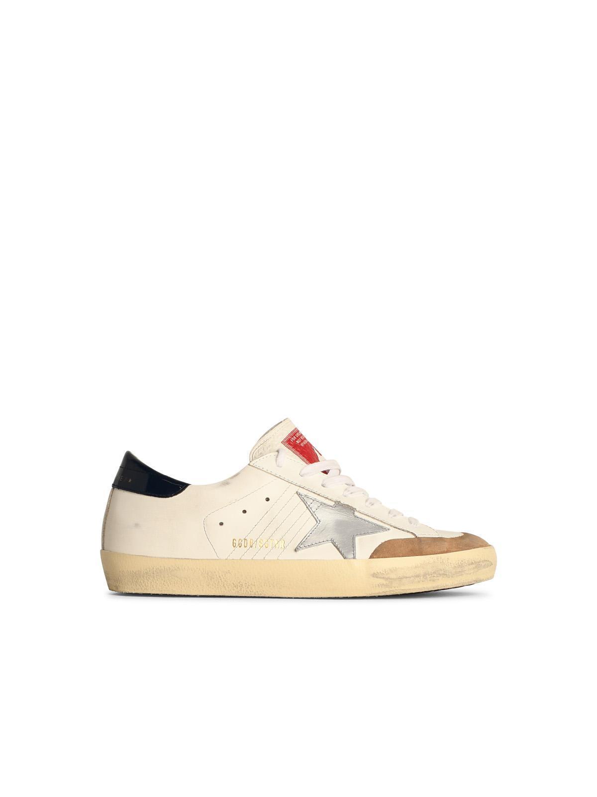 GOLDEN GOOSE Leather Sneakers With Distressed Finish And Star Patch In White Product Image