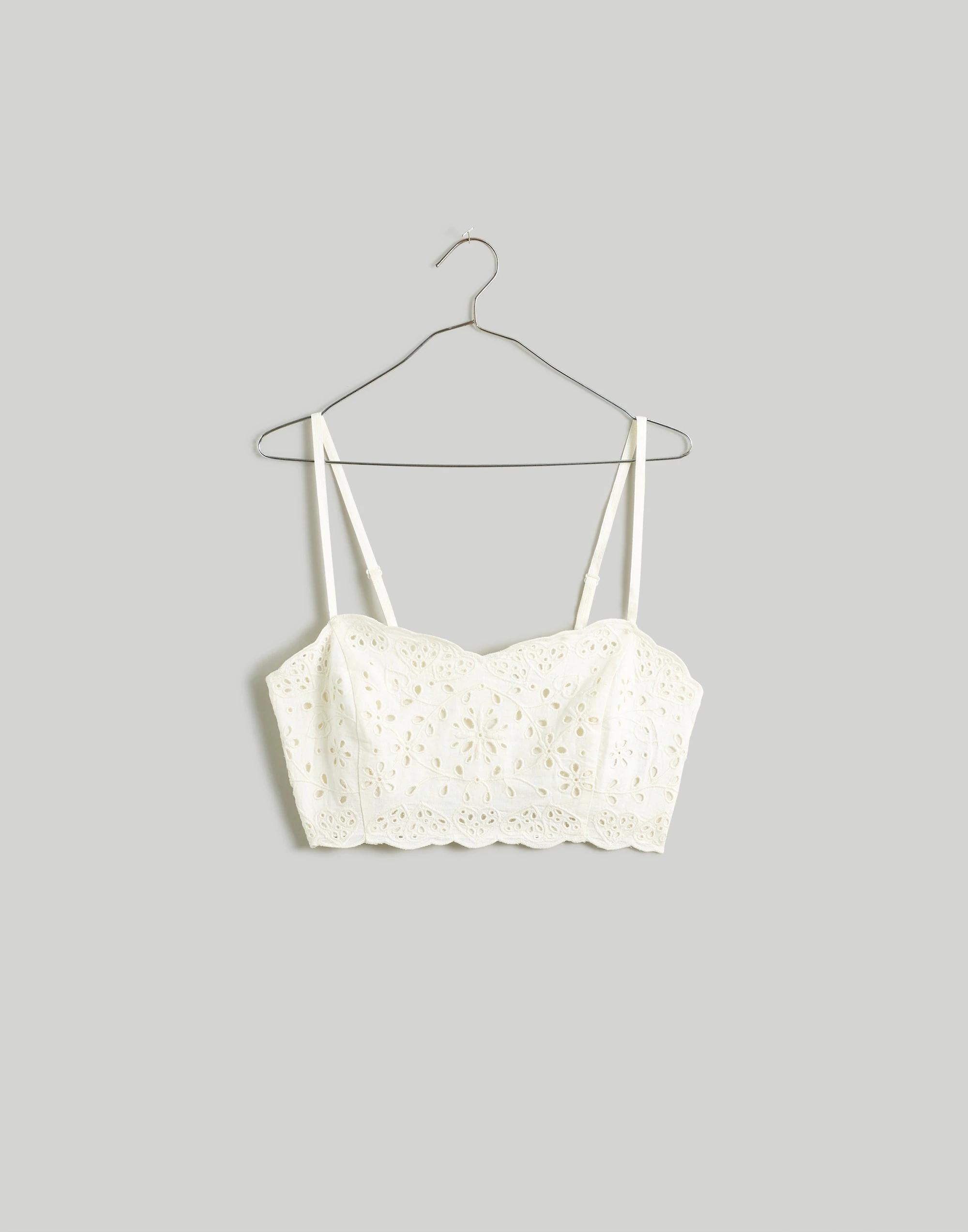 Eyelet Linen-Blend Crop Tank Top Product Image