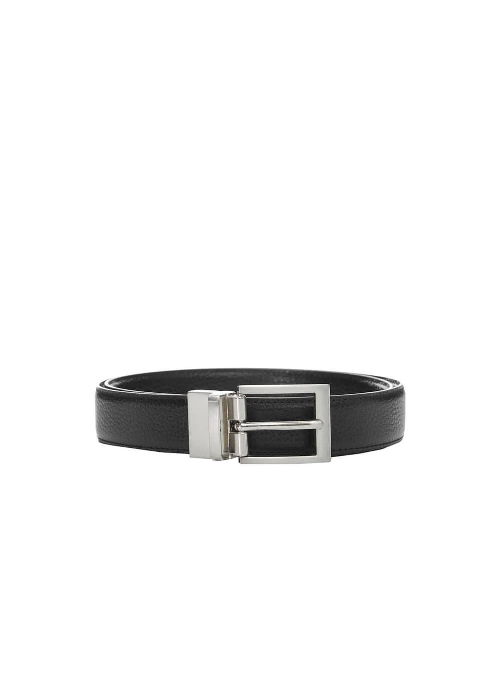 MANGO MAN - Pebbled leather belt blackMen Product Image