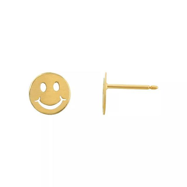 Forever 14k 14k Gold Smiley Face Stud Earrings, Womens Product Image