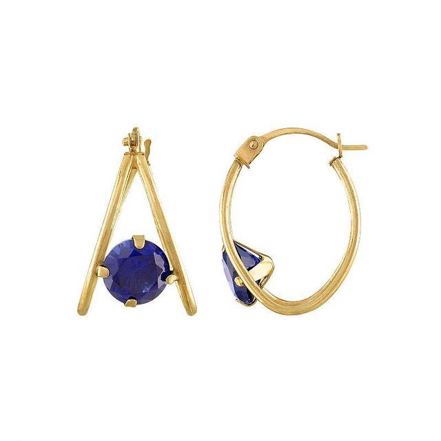 Designs by Gioelli 14k Gold Gemstone Capture Hoop Earrings, Womens, Purple Product Image