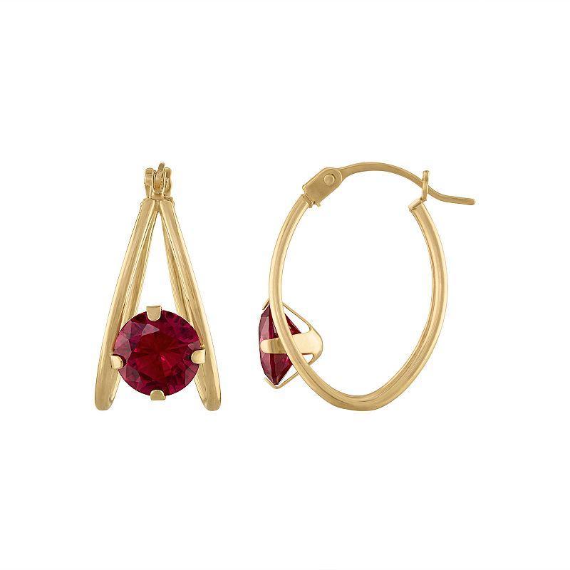 Designs by Gioelli 14k Gold Gemstone Capture Hoop Earrings, Womens, Purple Product Image