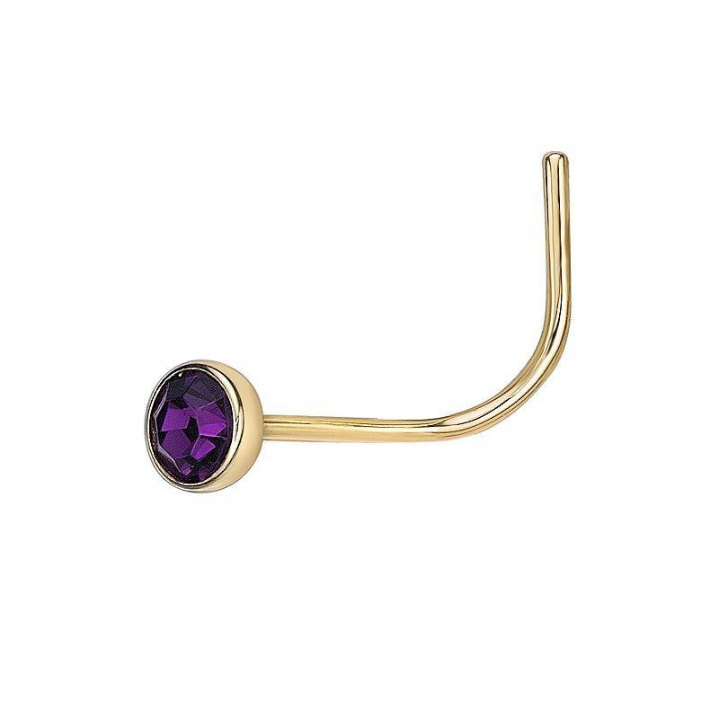 Lila Moon 14k Gold 3 mm Purple Crystal Curved Nose Stud, Womens Product Image