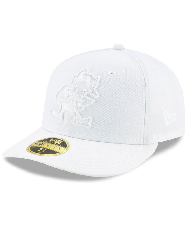 Mens New Era Cleveland Browns White on White Low Profile 59FIFTY Fitted Hat Product Image