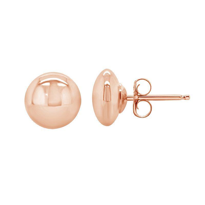 14K Rose Gold 6mm High Polish Button Ball Earrings, Womens, Yellow Product Image