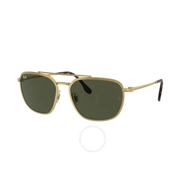 RAY BAN Rb3708 Sunglasses Gold Frame Green Lenses 59-18 Product Image