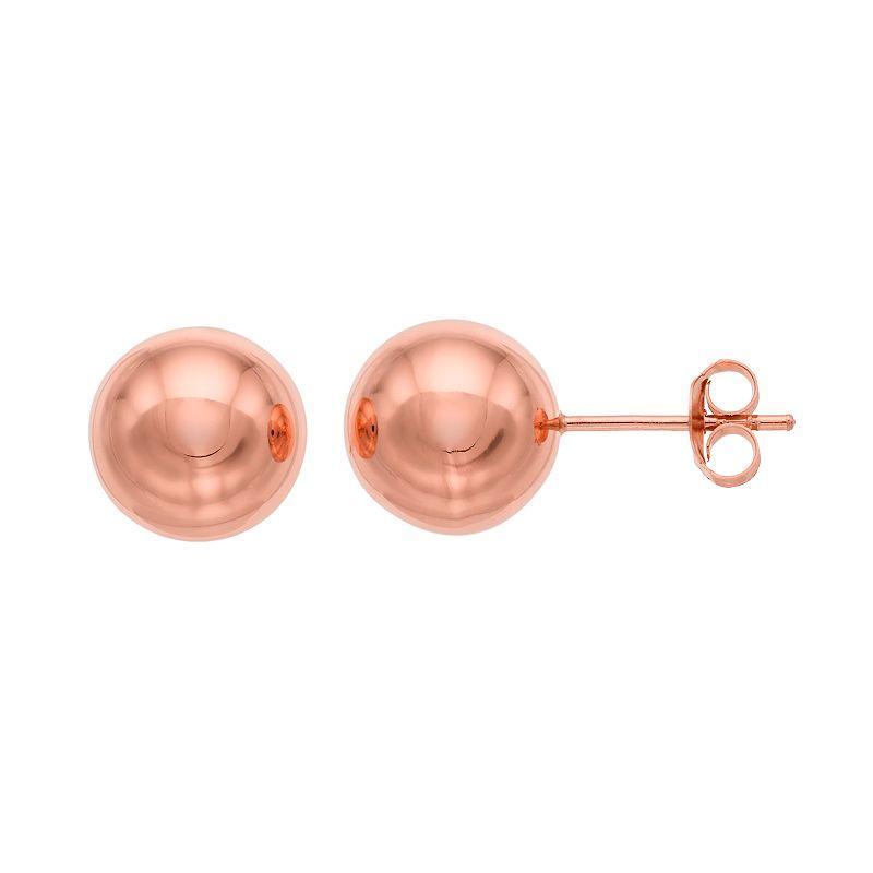 Sterling Silver Ball Stud Earrings, Womens, 14k Rose Gold Over Product Image