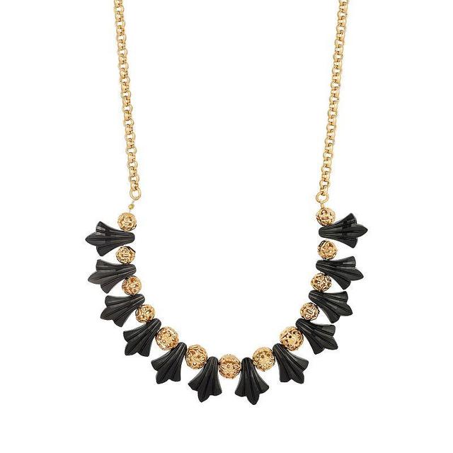 1928 Gold Tone Jet Acrylic Beads Necklace, Womens, Black Product Image