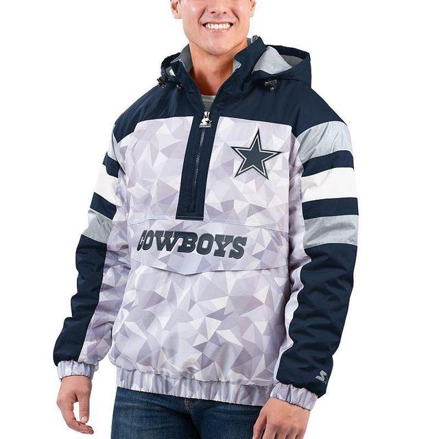 Mens Starter White Dallas Cowboys Thursday Night Gridiron Raglan Half-Zip Hooded Jacket - White Product Image