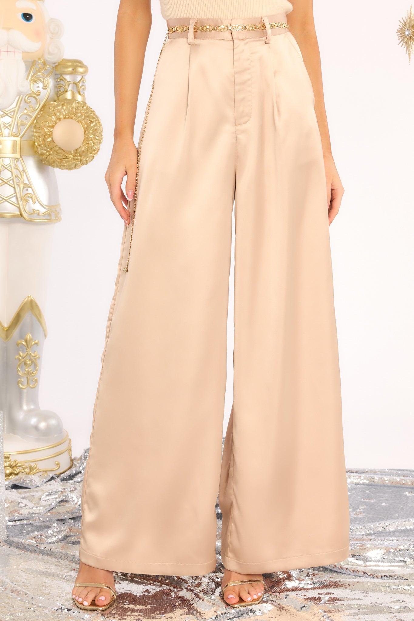 Long Term Light Mocha Wide Leg Pants Beige Product Image