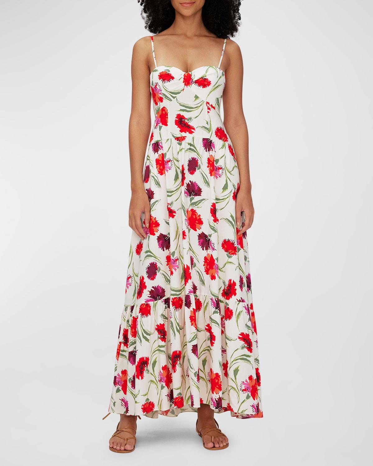 Etta Tiered Floral-Print Sweetheart Maxi Dress Product Image