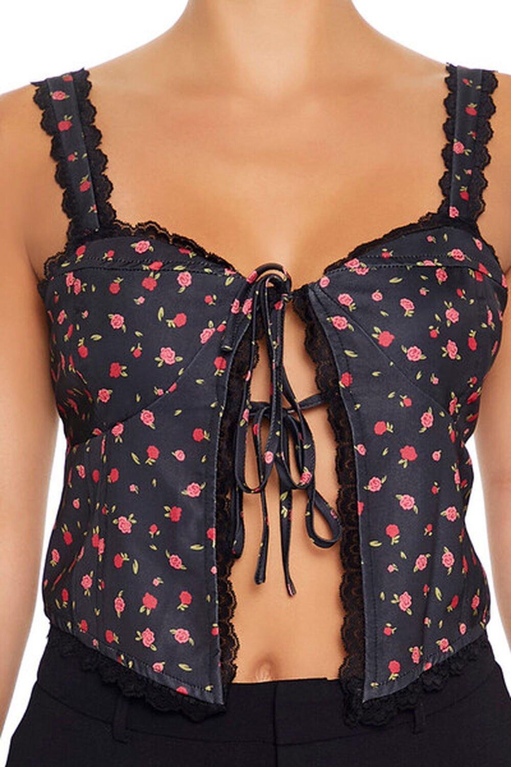 Satin Rose Print Split-Hem Cami | Forever 21 Product Image