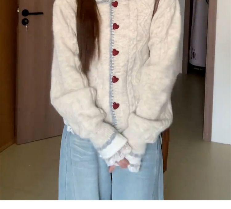 Collared Heart Button Cardigan Product Image