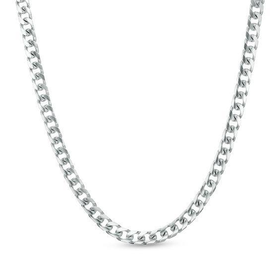 Men's 5.0mm Cuban Curb Chain Necklace in Solid 14K White Gold - 20" Product Image