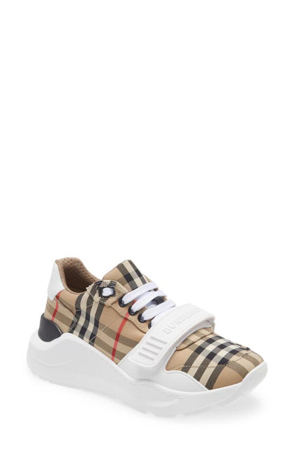 BURBERRY Check Pattern Sneaker In Neutrals Product Image