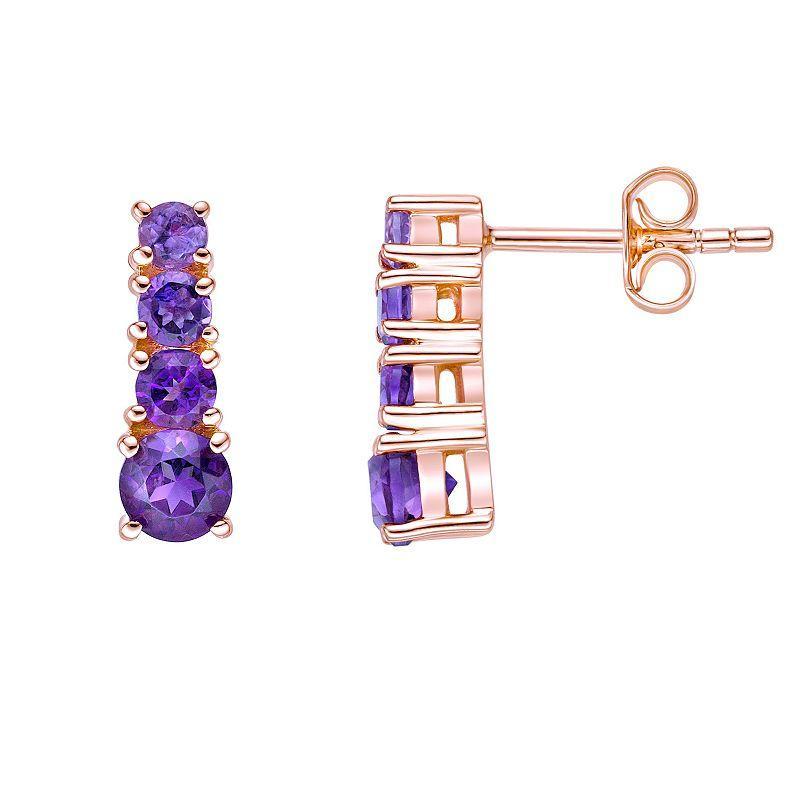 Gemminded 18k Rose Gold Over Sterling Silver Amethyst Earrings, Womens, Pink Tone Product Image