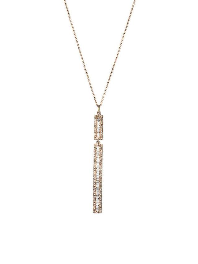 Womens 18K Rose Gold & Diamond Double-Bar Pendant Necklace Product Image