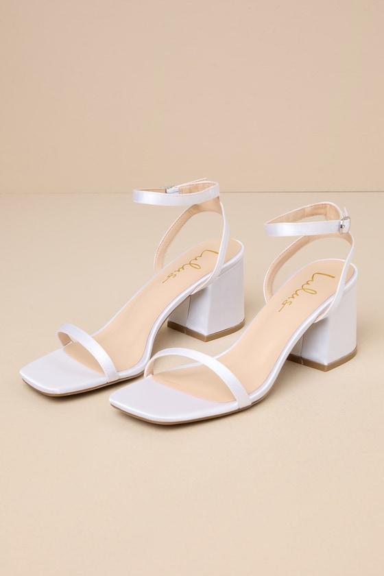 Morrisan White Satin Ankle Strap High Heel Sandals product image