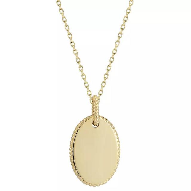 LUMINOR GOLD 14k Gold Oval Twist Border Pendant Necklace, Womens Product Image