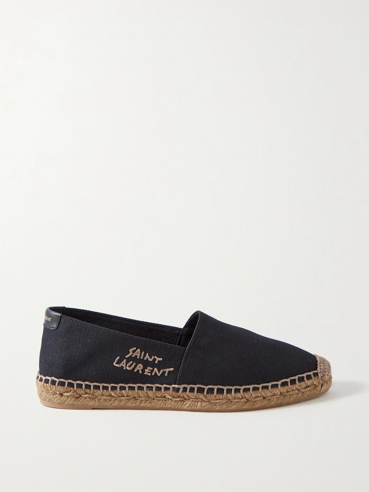 SAINT LAURENT Embroidered Canvas Espadrilles In Black Product Image