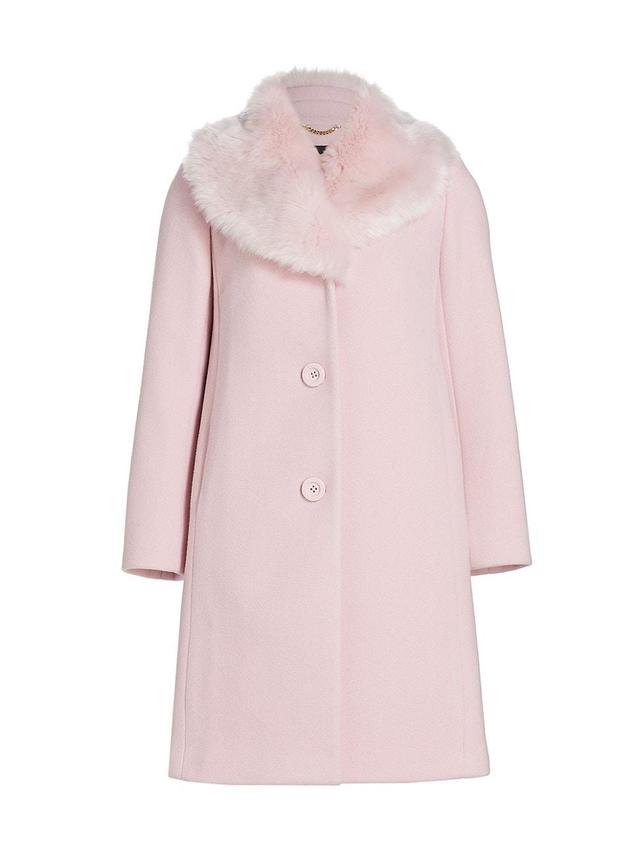 Womens Mainline Faux Fur Collar Wool Coat Product Image