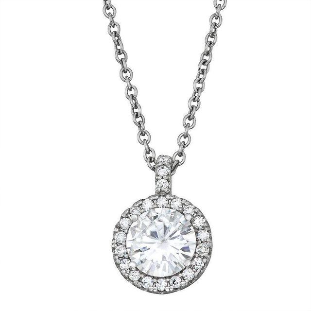 Moissanite Round Halo Pendant (2-1/5 ct. t.w. Diamond Equivalent) in 14k White Gold Product Image