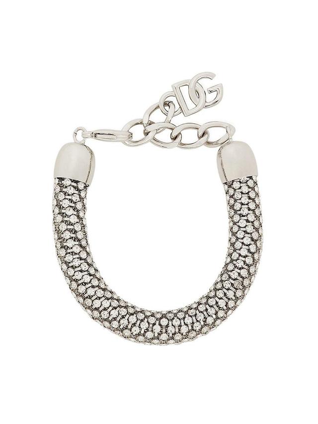 Womens Silvertone & Crystal Rolled Chain Bracelet Product Image