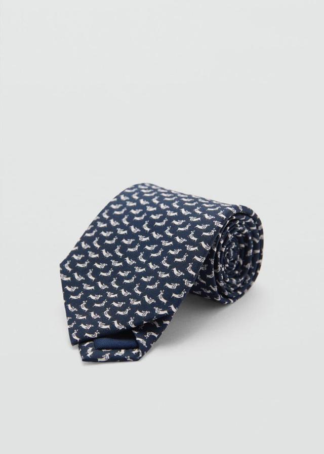 Mango Mens Dog Print Mulberry Silk Tie Product Image