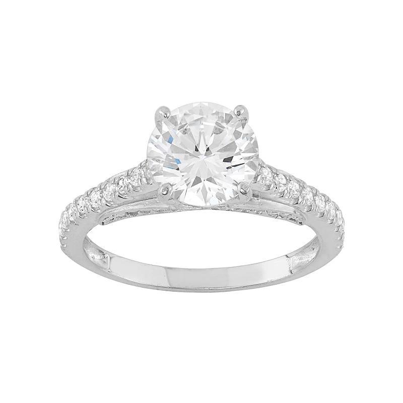 Cubic Zirconia Engagement Ring in 10k Gold, Womens White Product Image