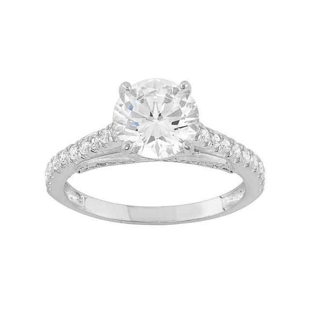 Cubic Zirconia Engagement Ring in 10k Gold, Womens White Product Image