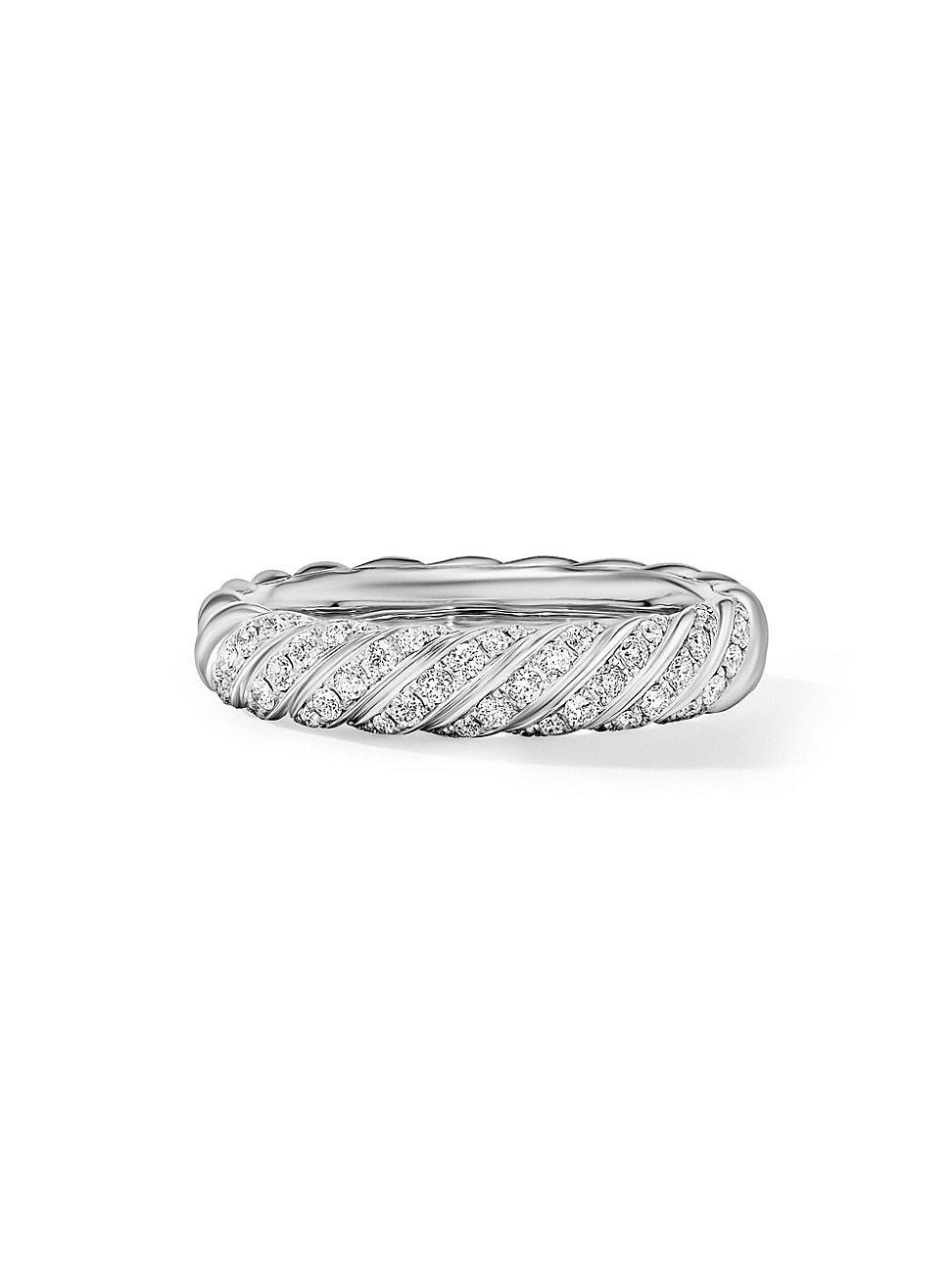 Womens Sculpted Cable Band Ring In 18K White Gold Product Image