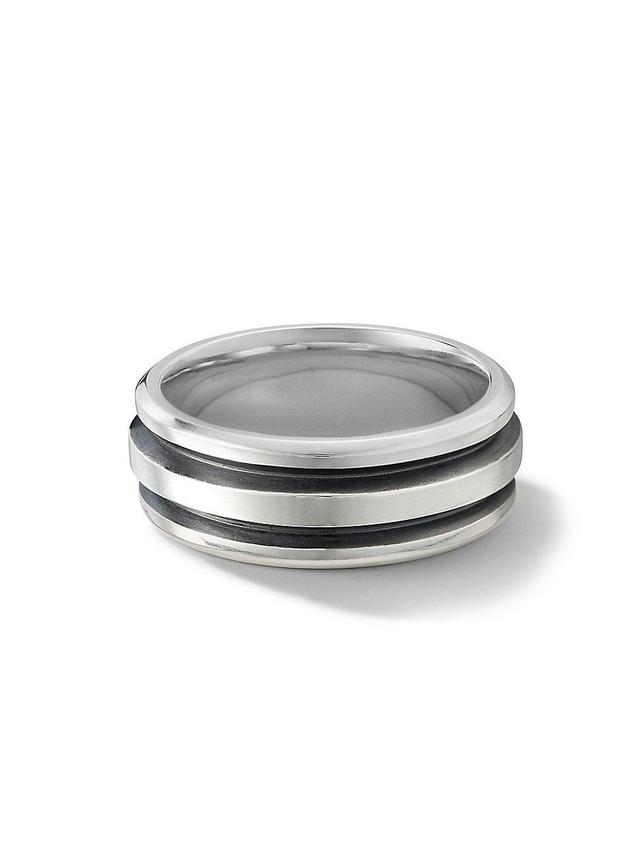 Mens Deco Band Ring in Sterling Silver, 8.5MM Product Image