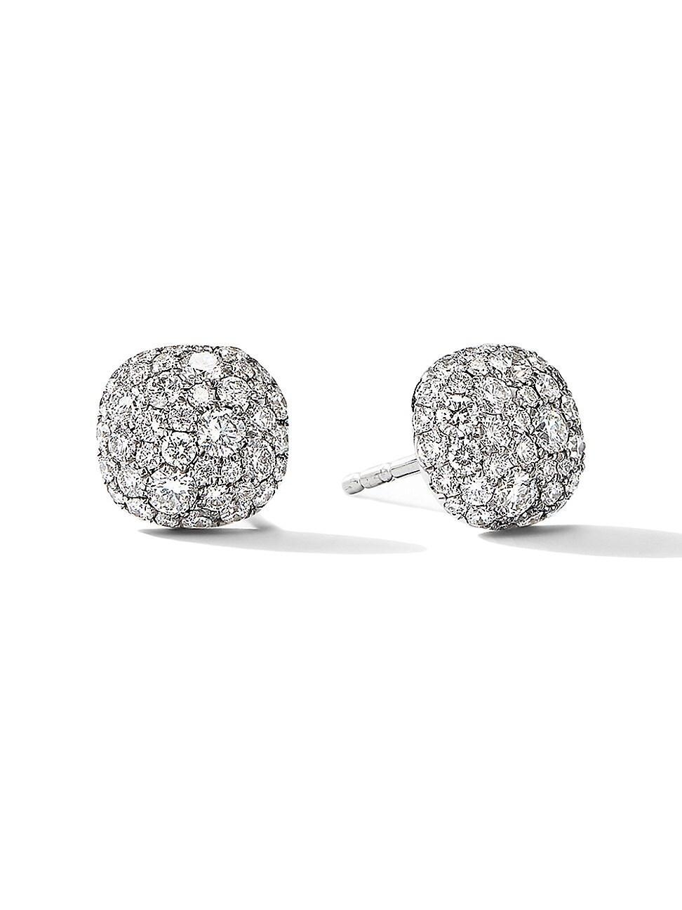 Womens Cushion Stud Earrings in 18K White Gold Product Image