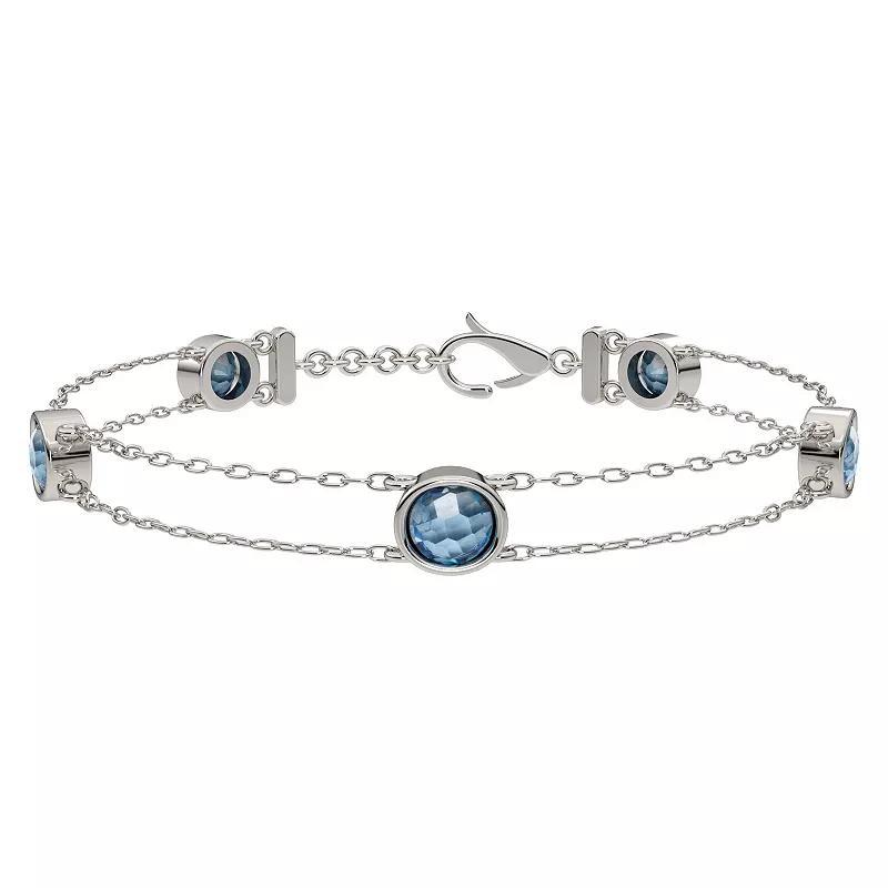 Sterling Silver Swiss Blue Topaz Bracelet, Womens Product Image