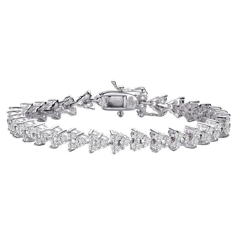 Sterling Silver Cubic Zirconia Triangular Link Bracelet, Womens White Product Image