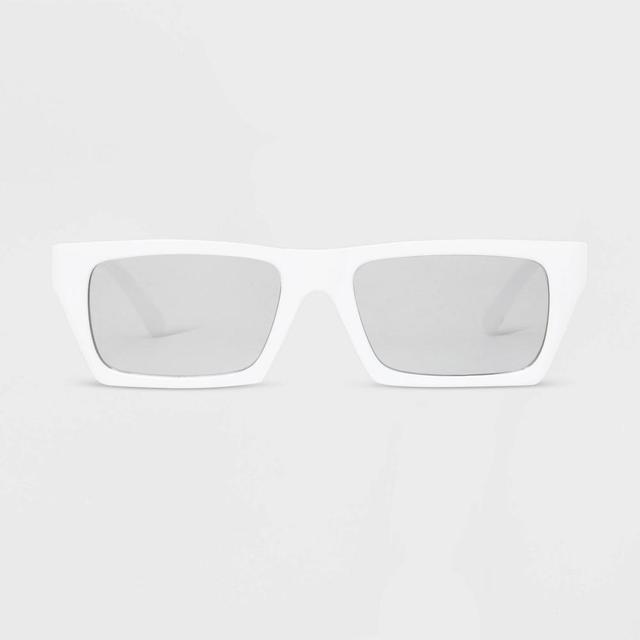 Mens Shiny Plastic Rectangle Sunglasses - Original Use White Product Image