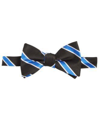 Tayion Collection Mens Royal Blue & White Stripe Bow Tie Product Image