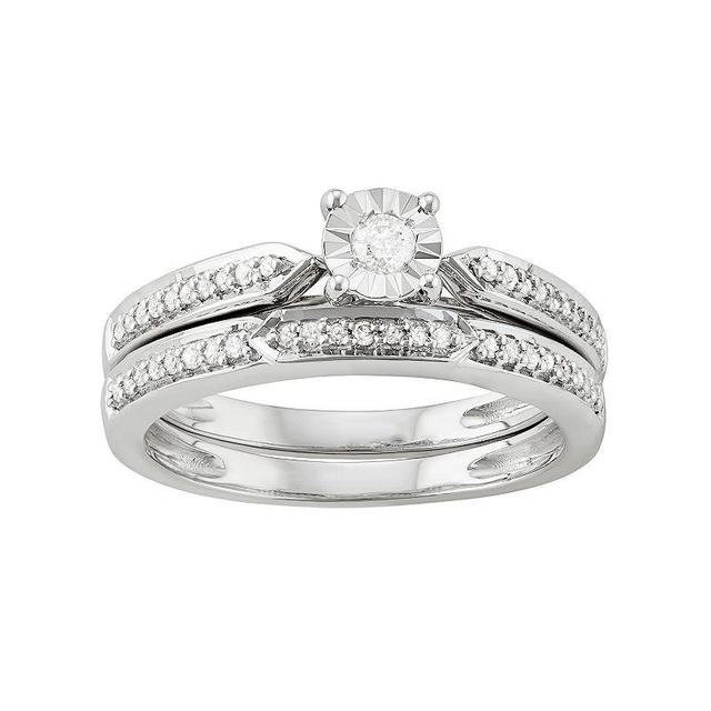 Sterling Silver 1/4 Carat T.W. Diamond Engagement Ring Set, Womens Product Image