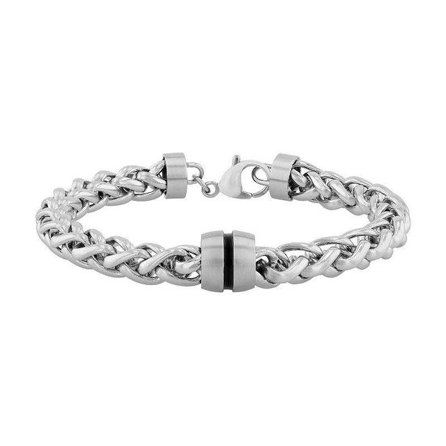 Steel Nation Mens Stainless Steel Franco Chain Bracelet White Product Image