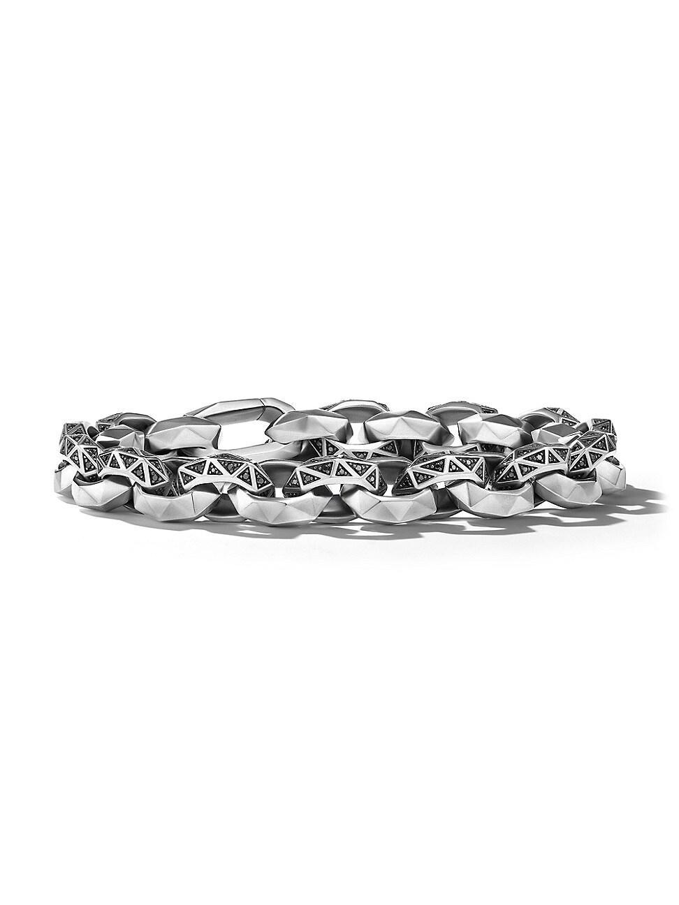 Mens Torqued Faceted Link Bracelet in Sterling Silver Product Image