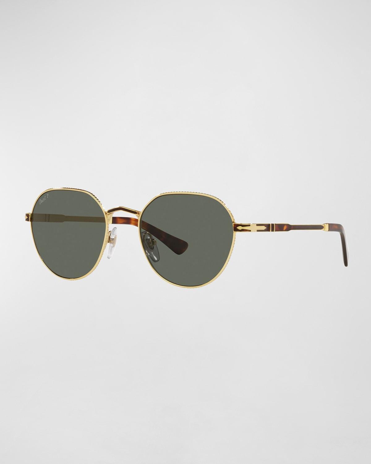 Mens 53mm Round Engraved Metal Sunglasses Product Image