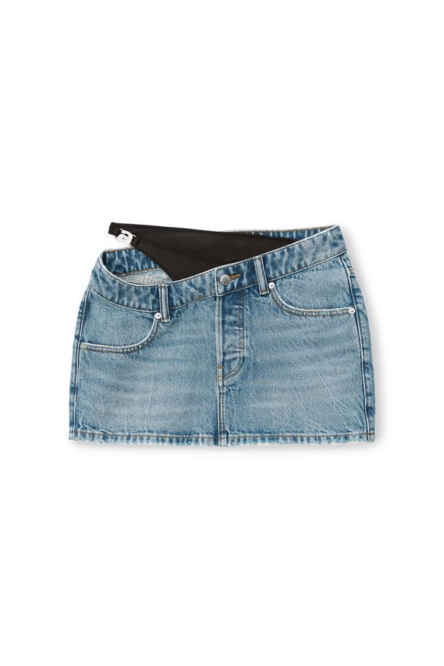 Asymmetric Bikini Layer Mini Skirt In Denim Product Image