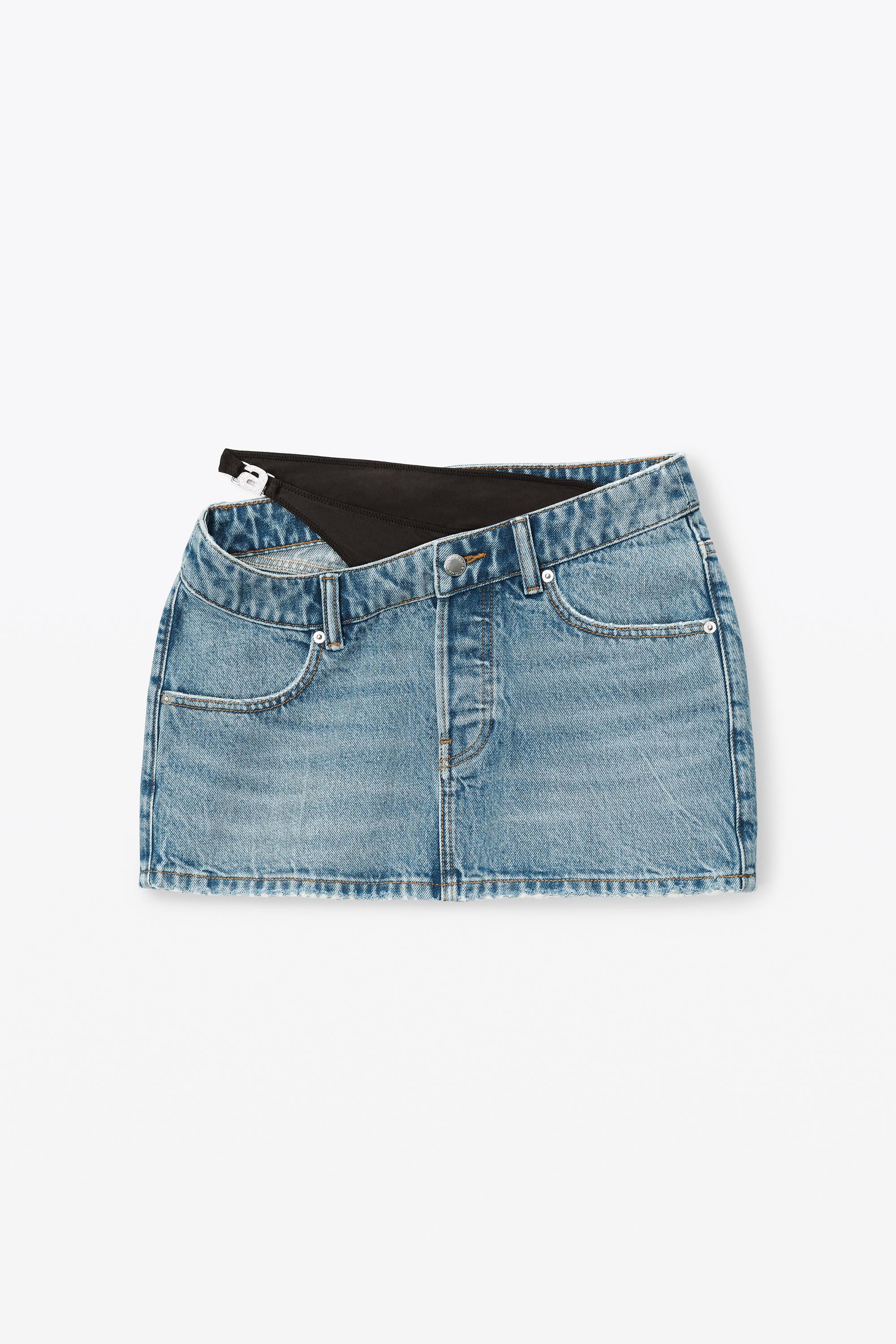 Asymmetric Bikini Layer Mini Skirt In Denim Product Image