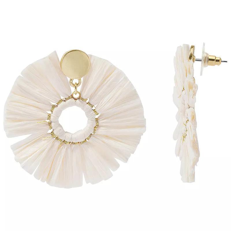 Sonoma Goods For Life Gold Tone Raffia Open Circle Drop Earrings, Womens, White Product Image